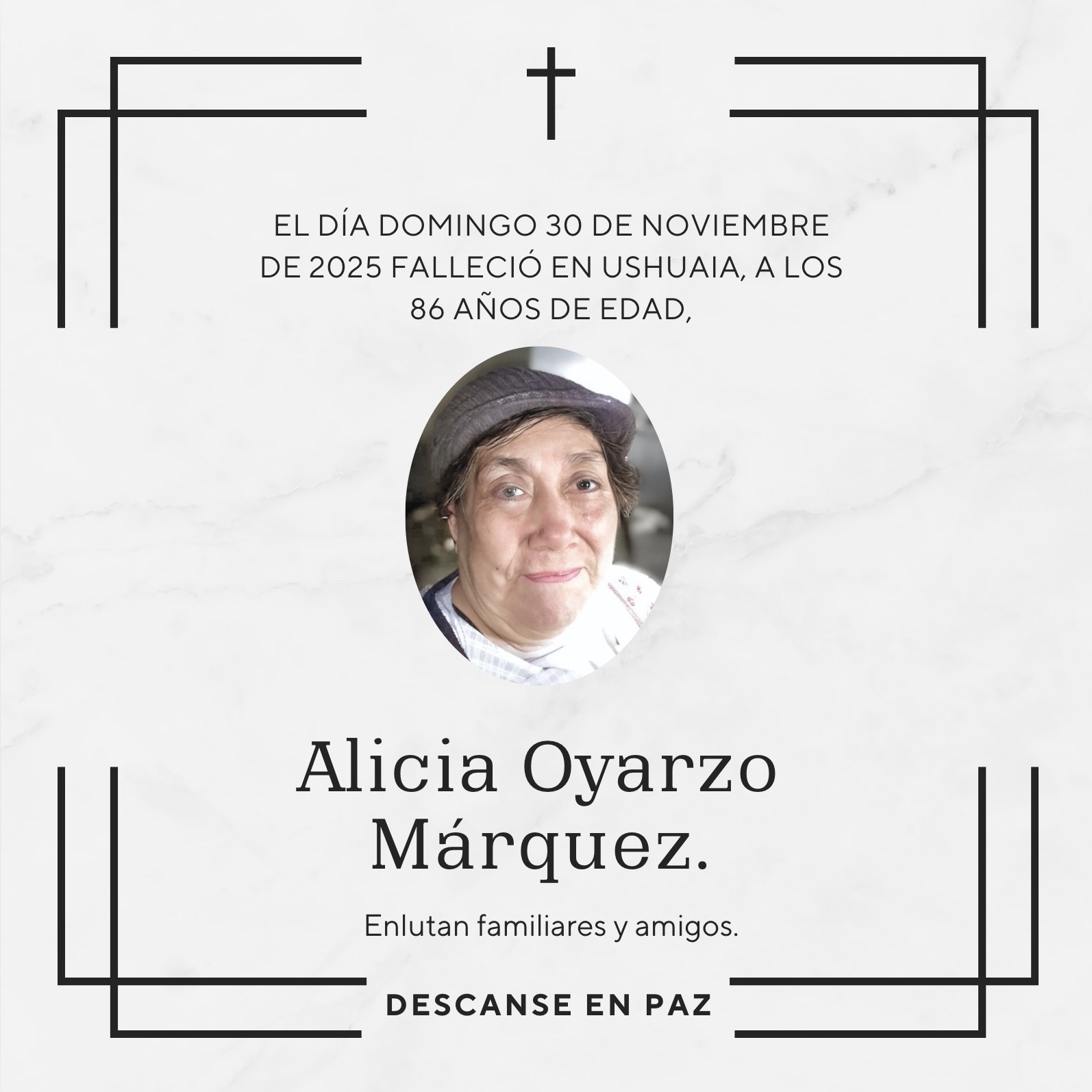 Fallecimiento | Alicia Oyarzo Márquez